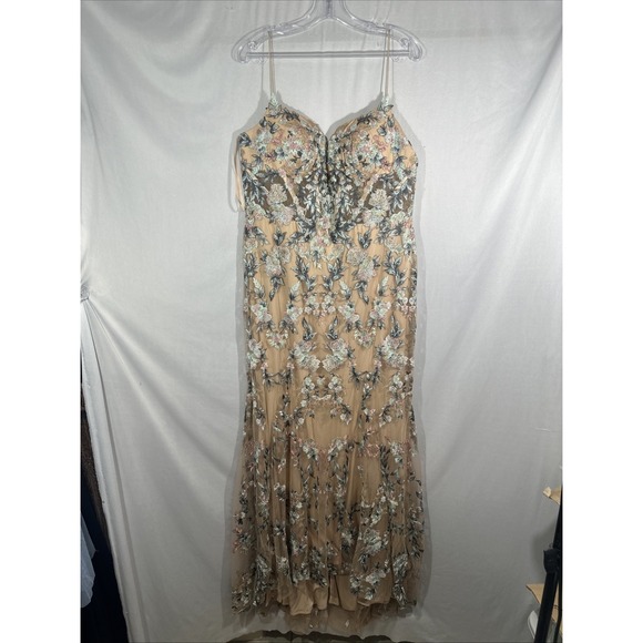 NWT $798 Mac Duggal [ 14 ] 79313 Embroidered Spaghetti Strap Trumpet Gown #J1687 - Picture 9 of 14